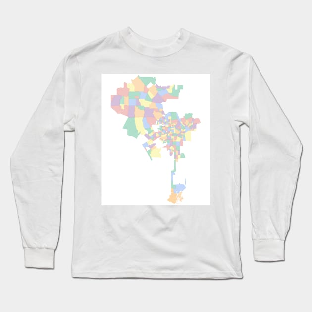 Los Angeles Neighborhoods Long Sleeve T-Shirt by PendersleighAndSonsCartography